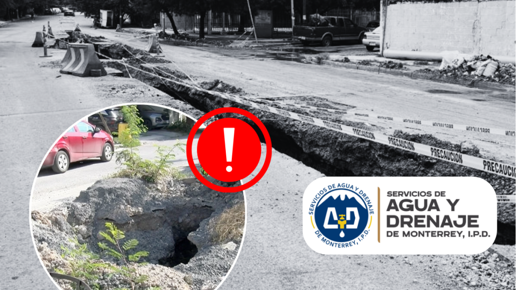 Vecinos denuncian zanjas de agua y drenaje sin reparar en Nuevo León. Los socavones y obras inconclusas generan riesgos sanitarios y de seguridad.