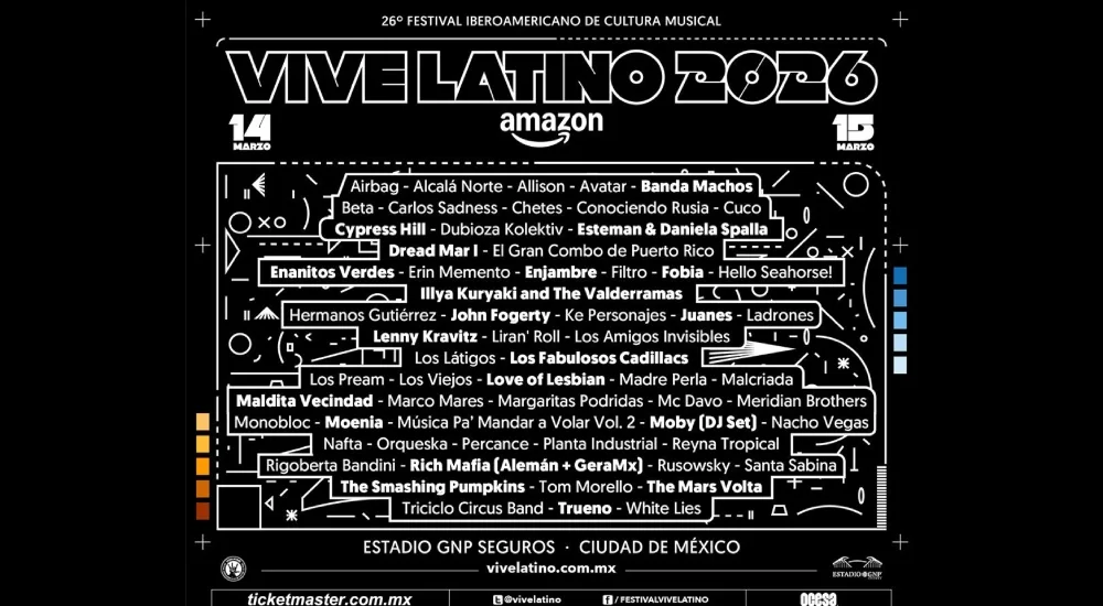 Image - Vecinos Unidos Festival De Música Vive Latino 2026 Reunirá a Lenny Kravitz, Enanitos Verdes Y the Smashing Pumpkins En El Estadio Gnp Seguros El 14 Y 15 De Marzo En Cdmx.