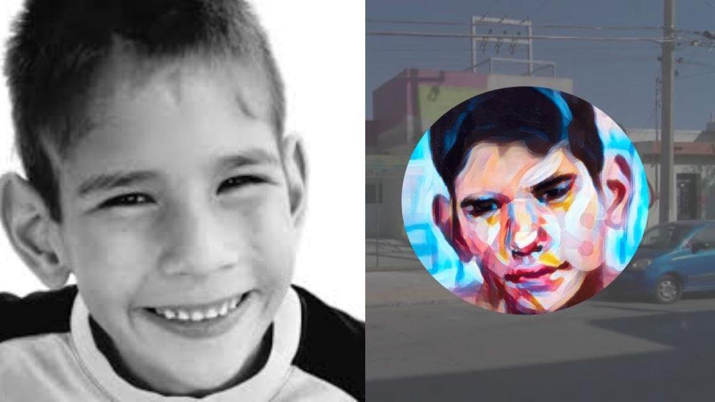 El-fallecimiento-sospechoso-de-un-menor-en-el-albergue-fabriles - Vecinos Unidos Left Shows a Grayscale Portrait of a Smiling Boy; Right Shows a Circular, Colorful Painted Portrait over a Street Scene. - Vecinos Unidos